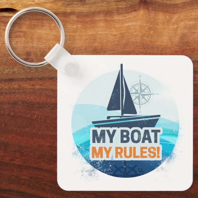 Chaveiro Meu Barco Minhas Regras para Capitão ou Skipper Vi (Frente)