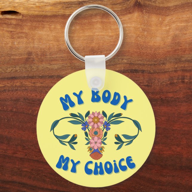 Chaveiro Meu Corpo Minha Escolha Utero Floral Pro-Choice (Frente)