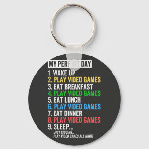 Chaveiro Meu Dia Perfeito Video games Camiseta Engraçado Jo