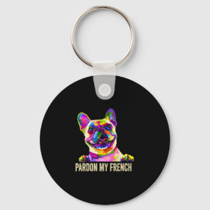 Chaveiro Meu Francês - Arte Pop Divertido Frenchie Bulldog