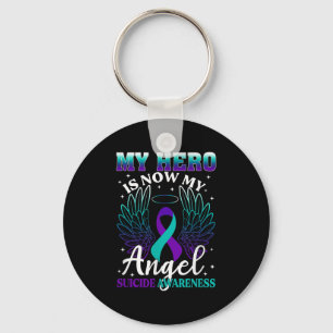 Chaveiro Meu Herói Agora É Meu Anjo Suicídio Roxo Turquesa