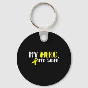 Chaveiro Meu Herói Meu Filho - Dourada Fita Cancer De Infân
