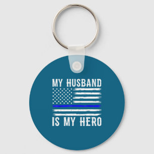 Chaveiro Meu marido meu herói linha azul fina policial m