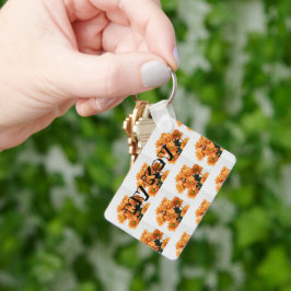 Chaveiro Meu nome de texto chave com Flor de Cor Laranja