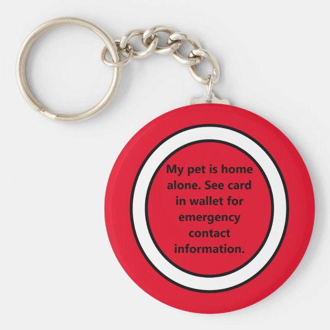Chaveiro Meu Pet Está Sozinho Vermelho Em Casa (Frente)