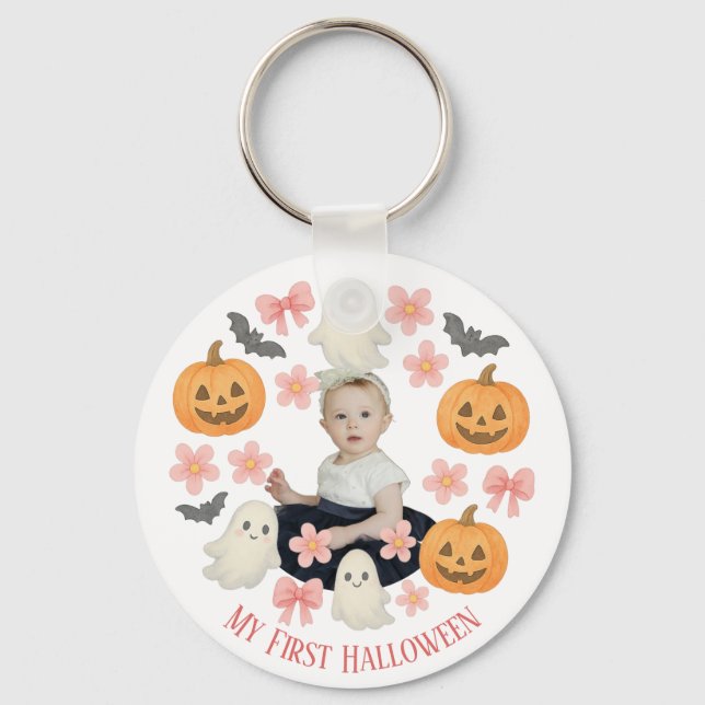 Chaveiro Meu Primeiro Halloween | Pumpkin e Wreath Fantasma (Verso)