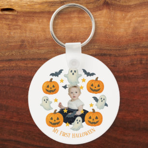 Chaveiro Meu Primeiro Halloween Pumpkin e Wreath Fantasma