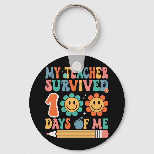 Chaveiro Meu professor sobreviveu 100 dias de mim (Frente)