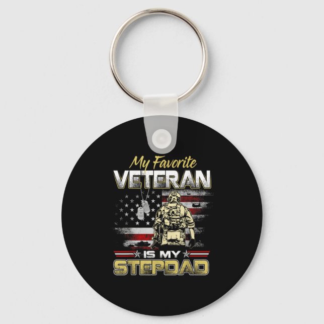 Chaveiro Meu veterano favorito é o padrasto bandeira pais v (Frente)