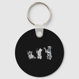 Chaveiro Meus 3 Animais Favoritos - Raccoon Um Cão E Um Gat
