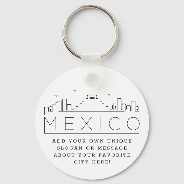 Chaveiro México Estilizou a Linha do Skyline | Slogan Perso (Frente)