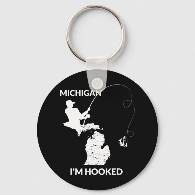 Chaveiro Mi Michigan Fish Jersey Gift Para Pescadores E (Frente)
