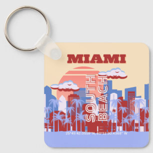 Chaveiro Miami Beach, Miami Viagem Art, Retro