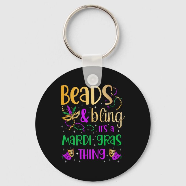 Chaveiro Miçangas e Bling É um Carnaval do Mardi Gras. (Frente)