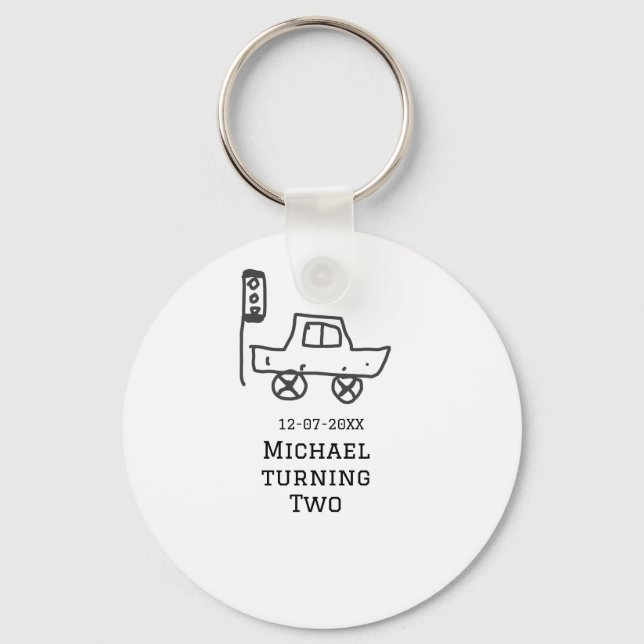 Chaveiro Michael turning two birthday toy car traffic light (Frente)