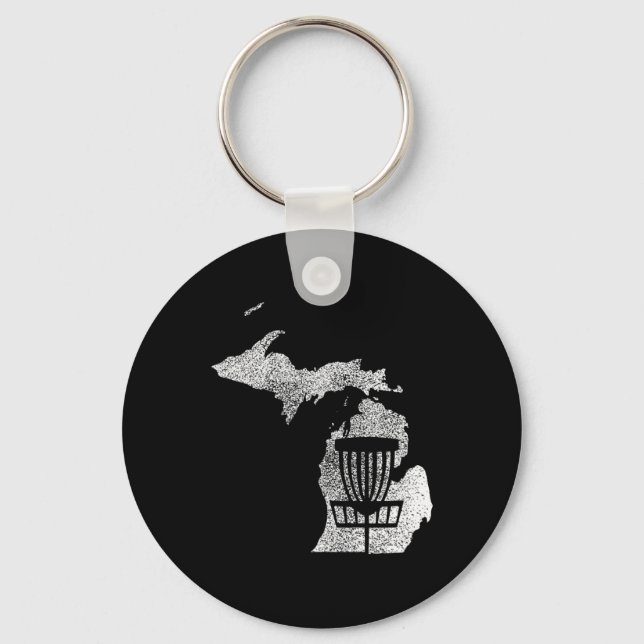 Chaveiro Michigan Disc Golf Estado Com Cesto Gráfico Distre (Frente)