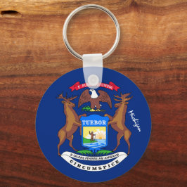 Chaveiro Michigan Flag & Michigan, feriado, patriotas e esp