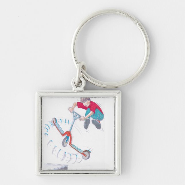 Chaveiro micro desenhos animados do truque do microscooter (Frente)