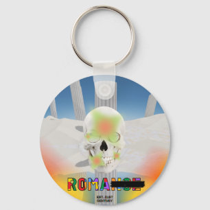 Chaveiro Mikitiez dreamer skull tatuagem no arco-íris rosa 