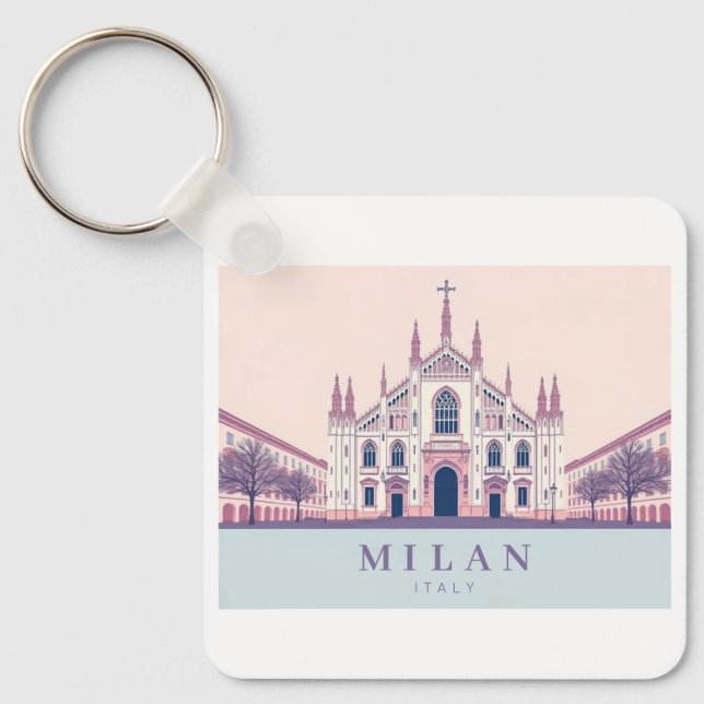 Chaveiro Milão Itália Duomo di Milano Pastel Viagem (Frente)