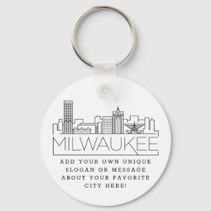 Chaveiro Milwaukee Stylized Skyline   Slogan Personalizado
