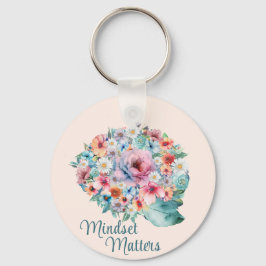 Chaveiro Mindset positivo do cérebro Floral Cotação Inspira