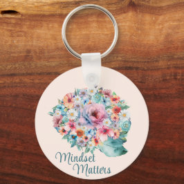 Chaveiro Mindset positivo do cérebro Floral Cotação Inspira