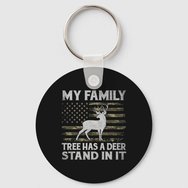 Chaveiro Minha Árvore Familiar Tem Um Deer Em Caça (Frente)