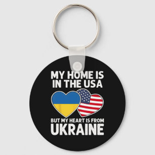 Chaveiro Minha Casa EUA Meu Coração Ucrânia Bandeira Orgulh