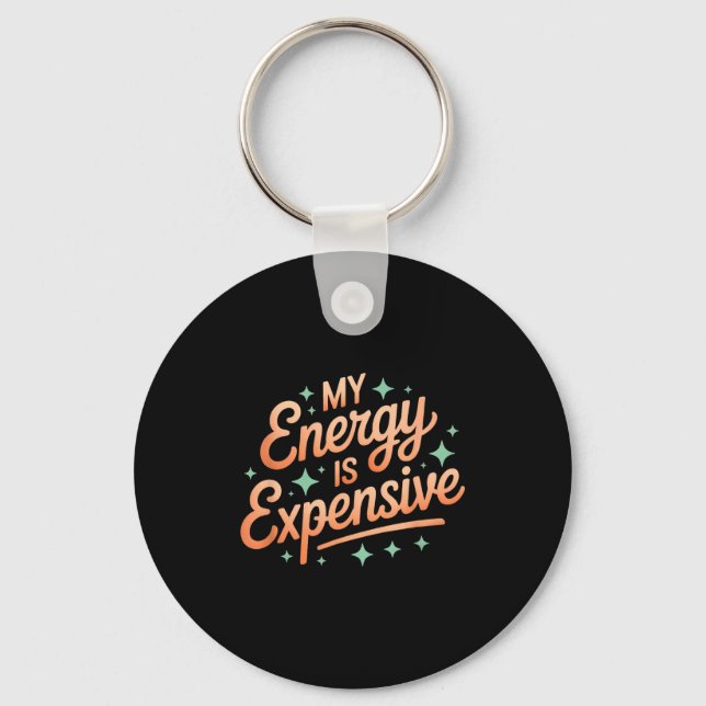 Chaveiro Minha Energia É Cara Estética Retro Empoderadora  (Frente)