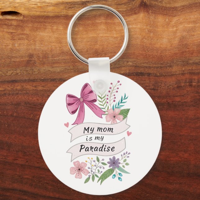 Chaveiro "Minha Mãe é Meu Paraíso" – Pingente de Acrilico E (Frente)