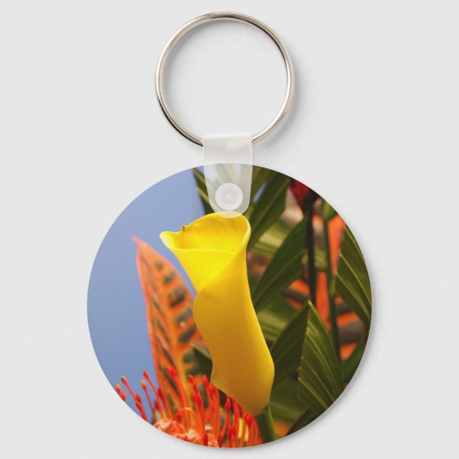 Chaveiro mini amarelo calla lily (Frente)
