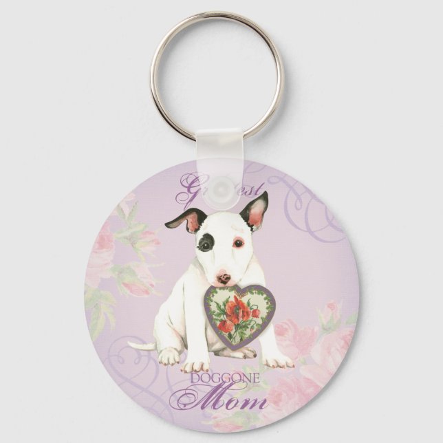 Chaveiro Miniatura Bull Terrier Heart Mãe (Frente)