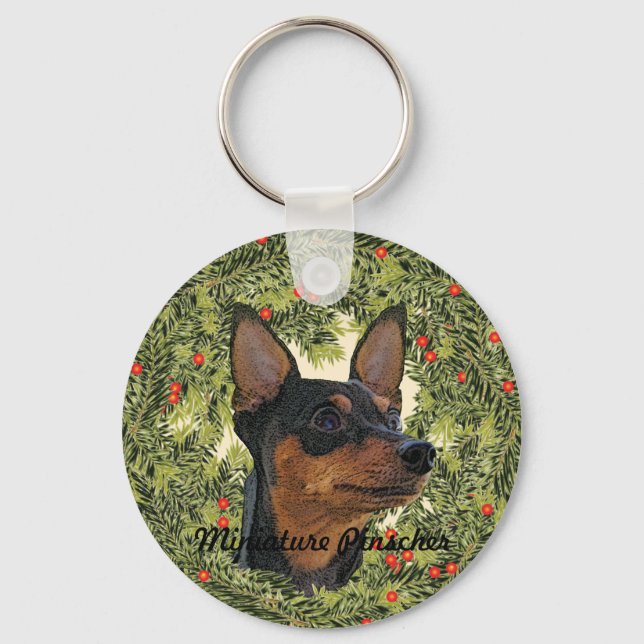 Chaveiro Miniatura Pinscher Wreath (Frente)