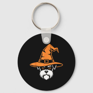 Chaveiro Miniatura Schnauzer Fantasmagórico Chapéu de Bruxa