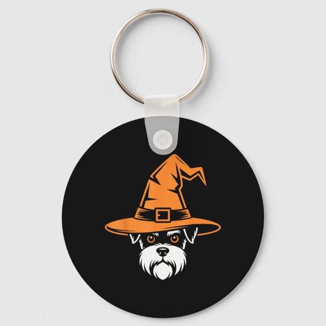 Chaveiro Miniatura Schnauzer Fantasmagórico Chapéu de Bruxa (Frente)