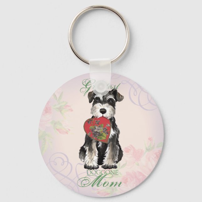 Chaveiro Miniatura Schnauzer Heart Mãe (Frente)
