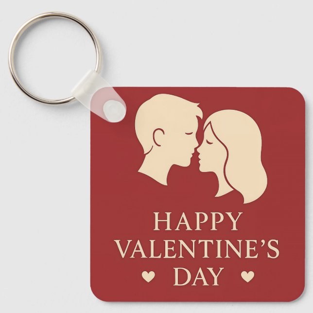 Chaveiro Minimal Couple Silhouette Romantic Valentine Heart (Frente)