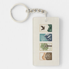 Chaveiro Minimal Nature Set – Mountain & Tree Art