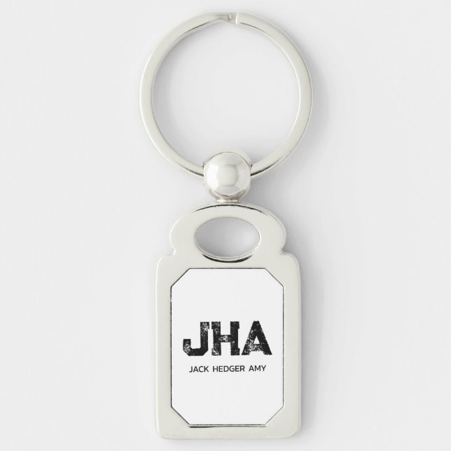 CHAVEIRO MINIMALIST BLACK THREE LETTER MONOGRAM NAME WHITE (Frente)