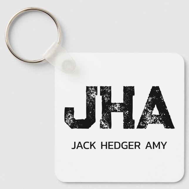 CHAVEIRO MINIMALIST BLACK THREE LETTER MONOGRAM NAME WHITE (Frente)