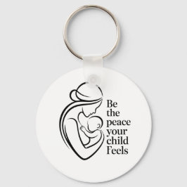 Chaveiro Minimalist Mother Baby Line Art Quote