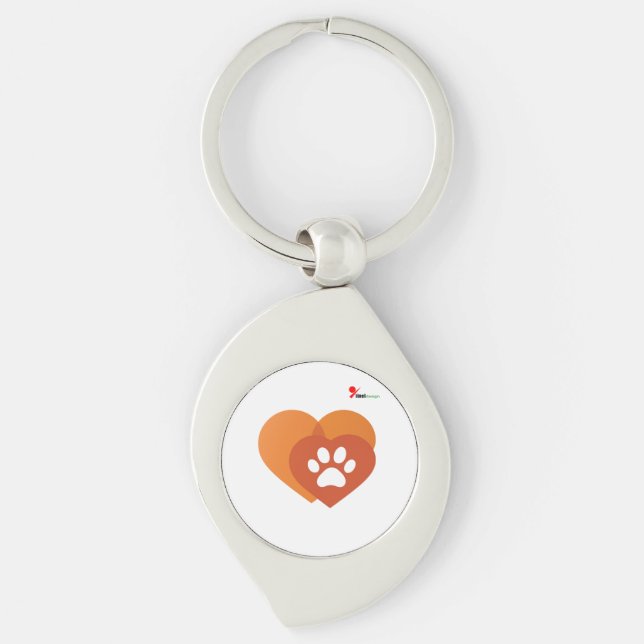 Chaveiro Minimalist Paw Print Heart Modern Pet Lover Keycha (Frente)