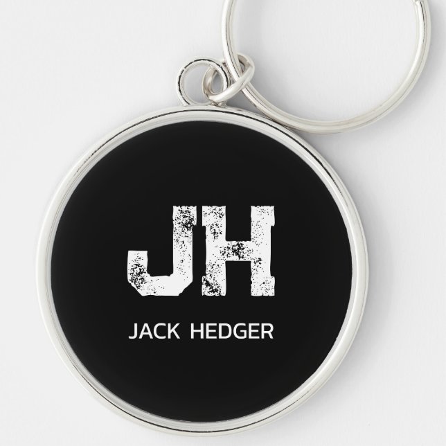 CHAVEIRO MINIMALIST WHITE TWO LETTER MONOGRAM NAME BLACK  (Frente)