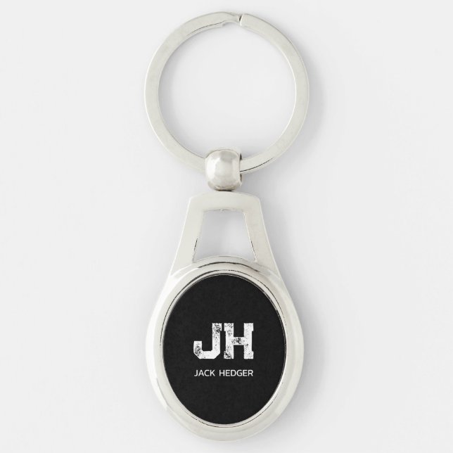 CHAVEIRO MINIMALIST WHITE TWO LETTER MONOGRAM NAME BLACK (Frente)