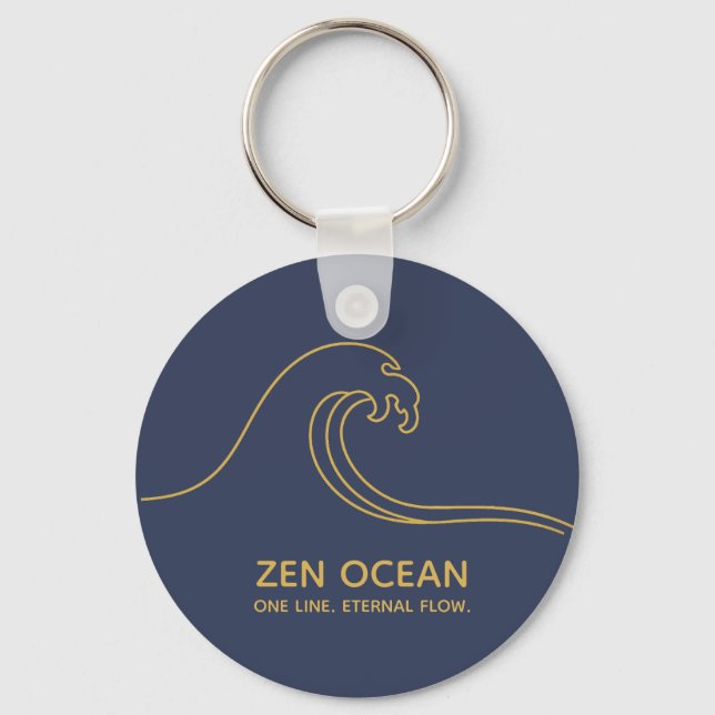 Chaveiro Minimalist Zen Wave | Abstract Ocean Line (Frente)