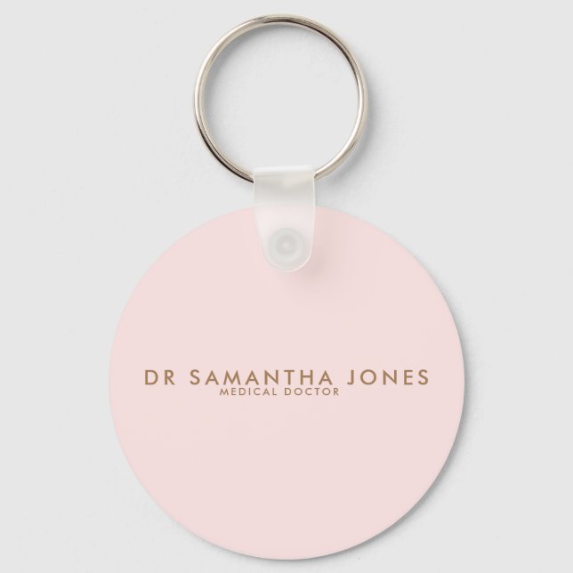 Chaveiro Minimalista Moderno Profissional Rosa Médico (Frente)