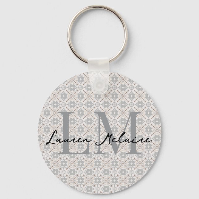 Chaveiro Minimalistic Monogram Script Name Spanish Tile  (Frente)