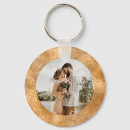 Chaveiro Mínimo de Casamento Dourado Branca de Foto Persona