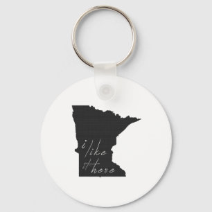 Chaveiro Minnesota I Like It Here State Silhouette Black